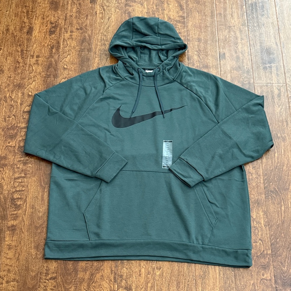 Nike Dark Green Hoodie with Black Logo Size XXL